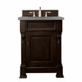 James Martin Vanities Brookfield 26in Single Vanity, Burnished Mahogany w/ 3 CM Grey Expo Quartz Top 147-114-V26-BNM-3GEX